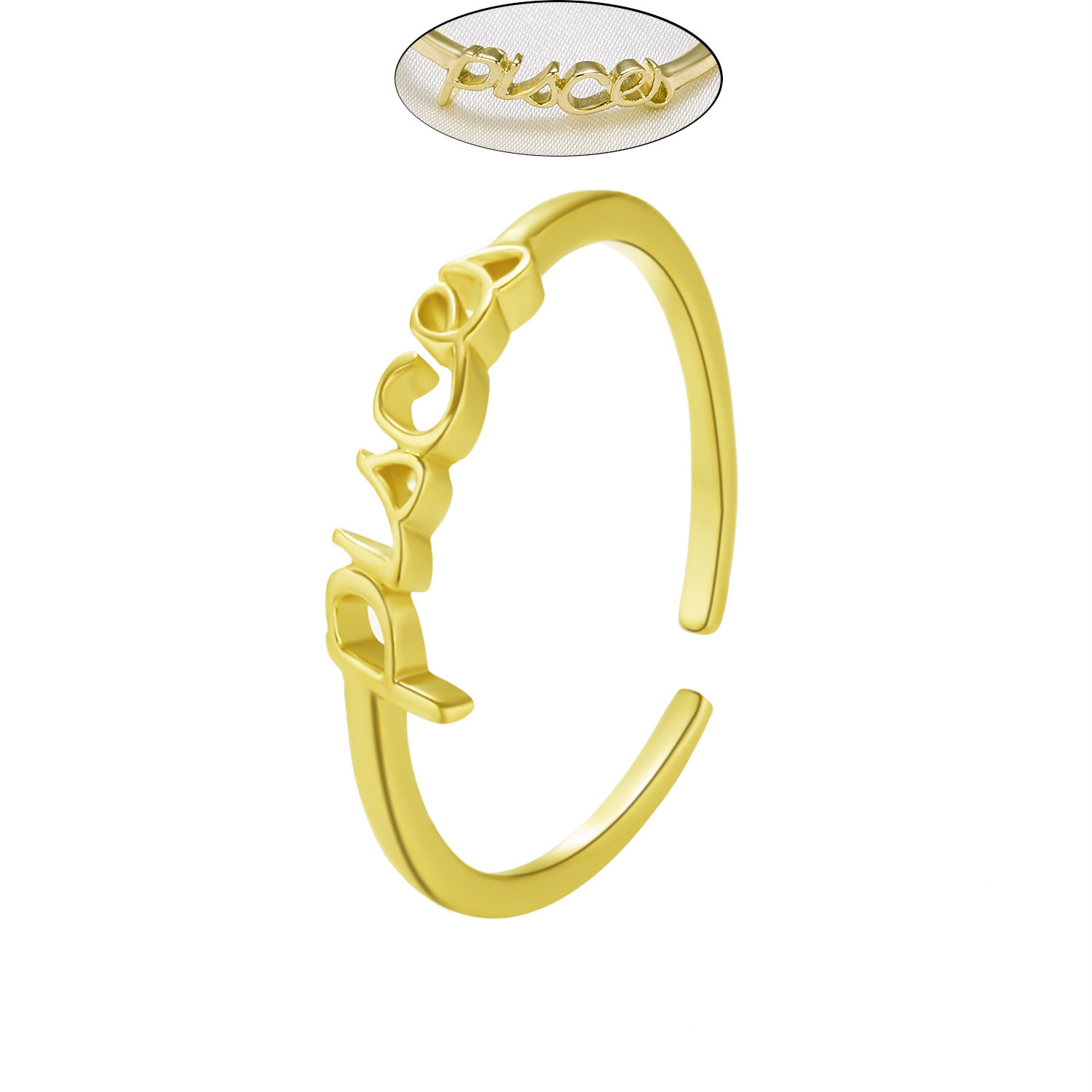 Hot Sale Twelve Constellation Letter Version Ring Creative Personality Opening Adjustable Joint Ring