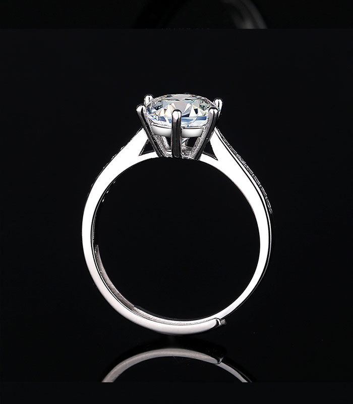 Six Prongs Micro Inlay Straight Arm One Carat Live Ring