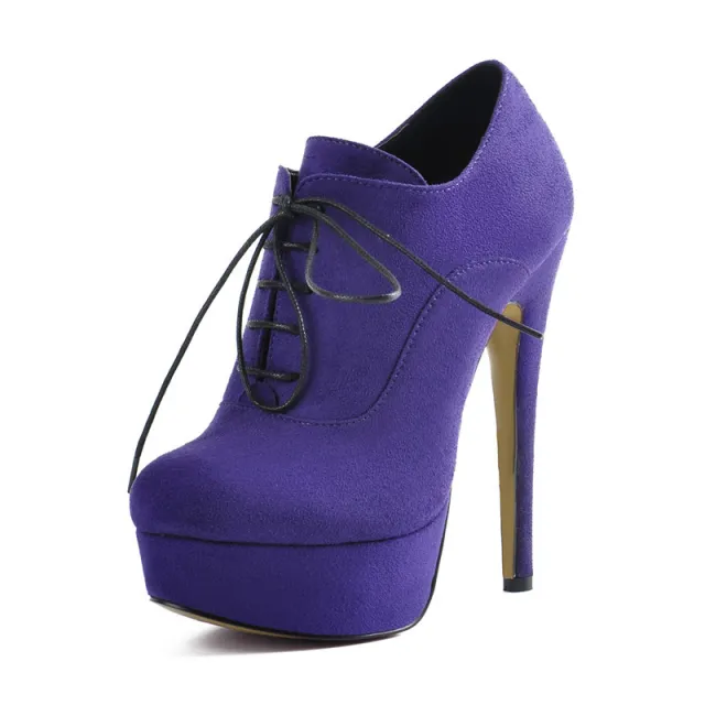 Lace Up Platform Ankle Boots Purple - Shop at LoveMi