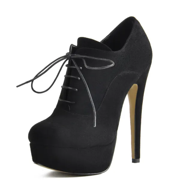 Lace Up Platform Ankle Boots Black - Shop at LoveMi