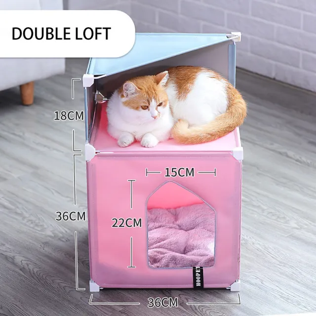 Warm Cat House Double Cat Villa Fully Enclosed Pink - Shop at LoveMi