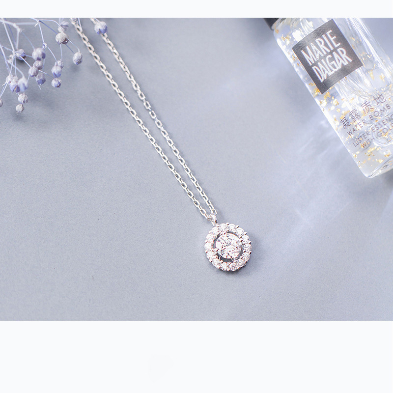 S925 Sterling Silver Double Ring Micro-inlaid Zircon Necklace