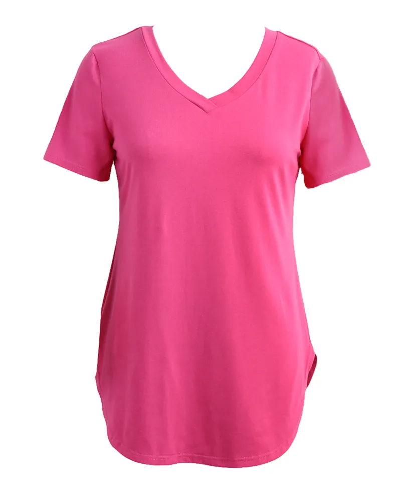 Women's T-shirt Summer Plus Size Tee Basic Shirts - Red