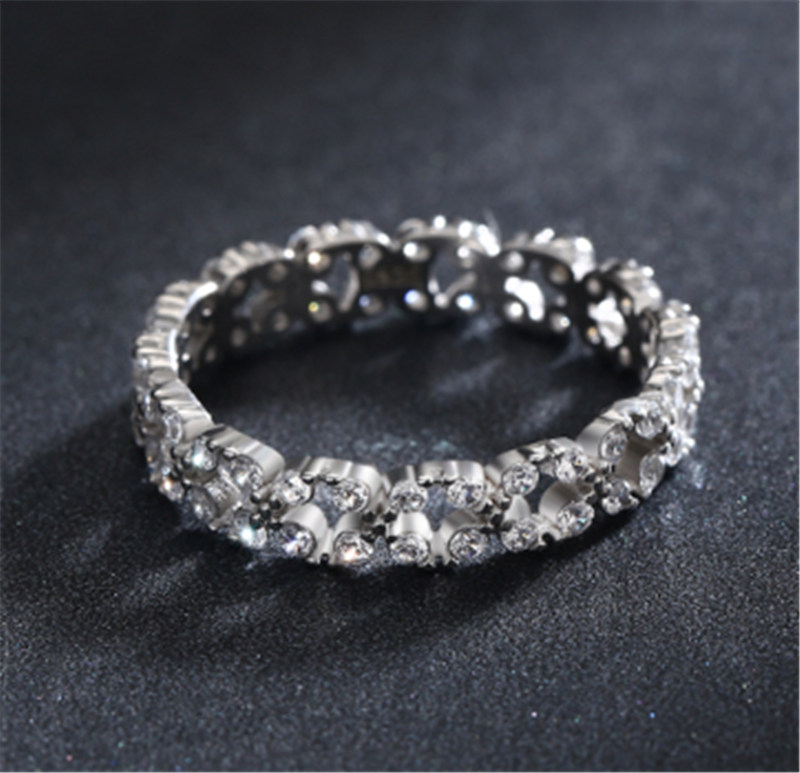 S925 Geometric Temperament Full Circle Diamond Ring