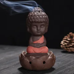 Aromatherapy Colored Sand Pottery Tea Pets Zisha Little Buddha Tea Pets Ceramic Incense Burner - Red Dress - View 1