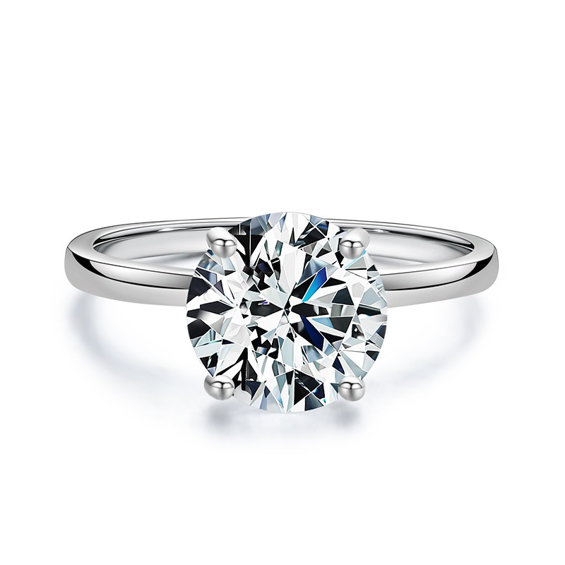 s925 Sterling Silver Classic Four-Claw Zircon Ring Female European And American Ins Tide 3 Carat Exaggerated Luxury Female Ring