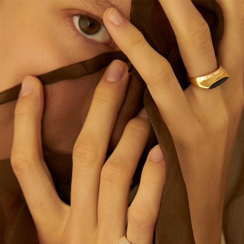 Drop Oil Ring Female Square Flat Ring Stacking Simple Index Finger Ring Cold Wind Hand Jewelry