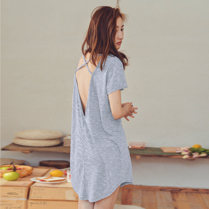 Title 6, V-neck Beauty Back Nightdress Home Wear Summer ...