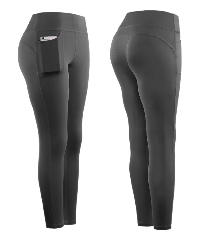 Multi Color High Waist High Elastic Pocket Sports Running Fitness Yoga Jiufen Leggings Female Black - Shop at LoveMi