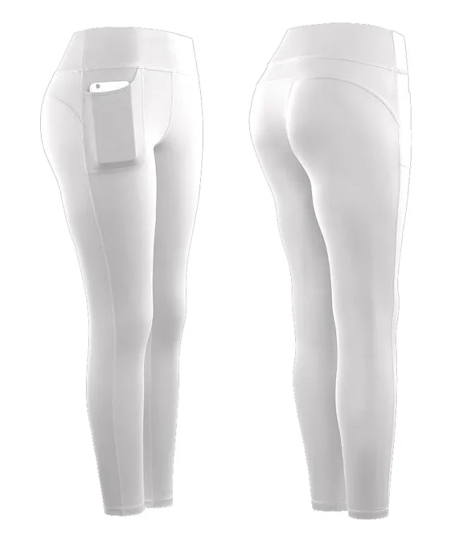 Multi Color High Waist High Elastic Pocket Sports Running Fitness Yoga Jiufen Leggings Female White - Shop at LoveMi