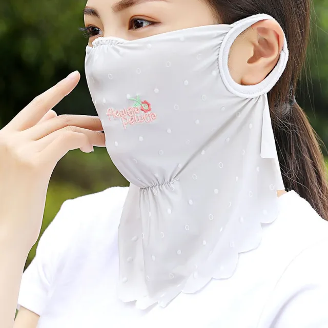Large Area UV Protection Women's Breathable Sunscreen Mask Grey Wave Point - Shop at LoveMi