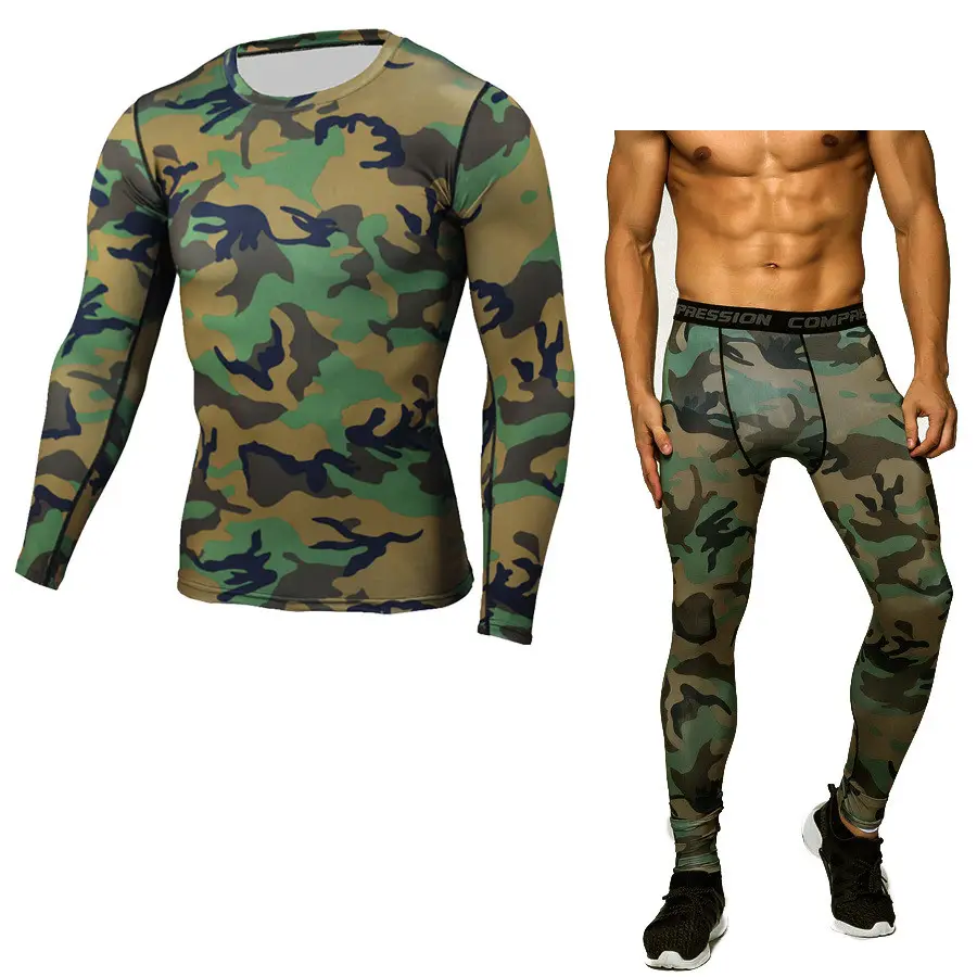 Camouflage Compression Baselayer Set Sports Long Sleeve