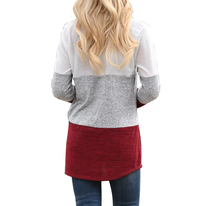 Title 2, Contrasting Color Round Neck Long-sleeved Casua...