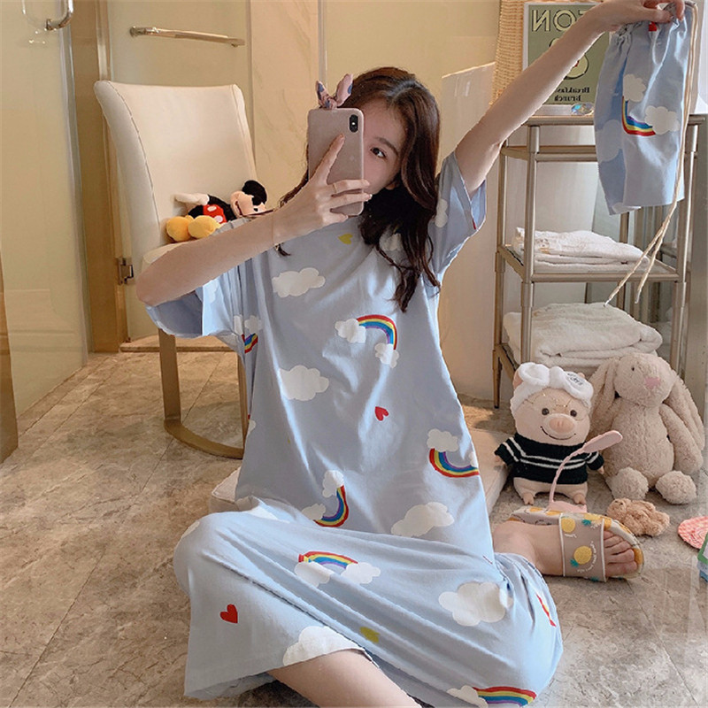 Title 4, Nightdress Female Long Sleeve Sweet Cute Cartoon