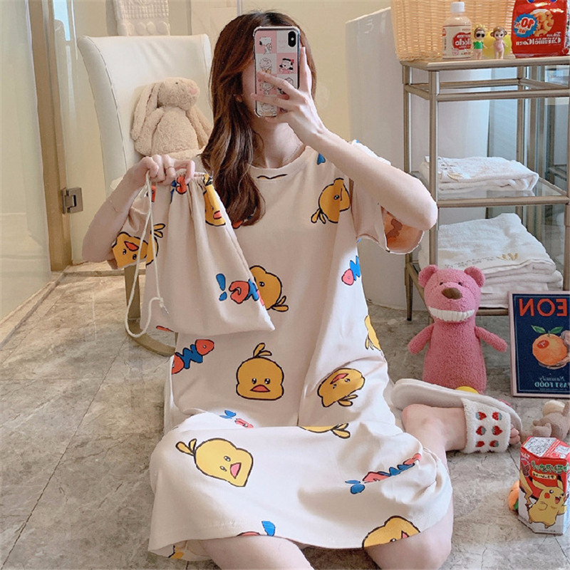 Title 7, Nightdress Female Long Sleeve Sweet Cute Cartoon