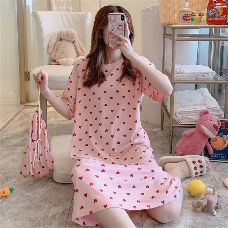 Title 5, Nightdress Female Long Sleeve Sweet Cute Cartoon