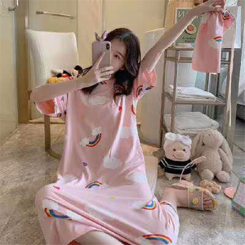 Title 6, Nightdress Female Long Sleeve Sweet Cute Cartoon