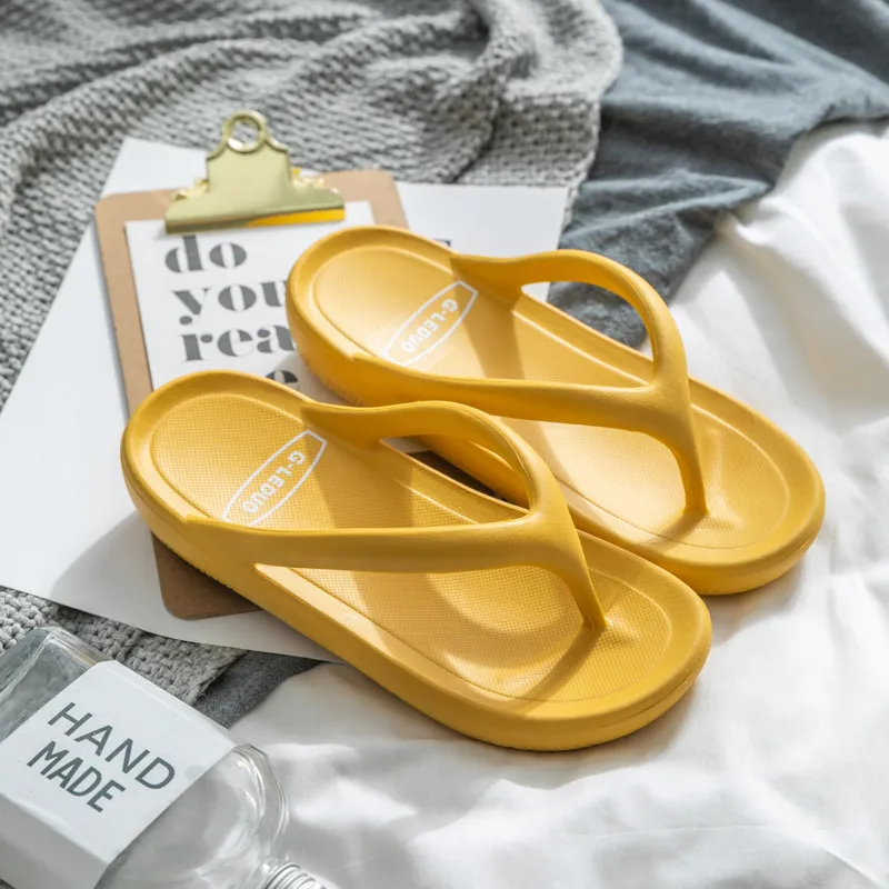 Ladies Sandals And Slippers Home Summer Indoor Non-Slip Home Fashion Soft Bottom Casual Thick Bottom - Yellow