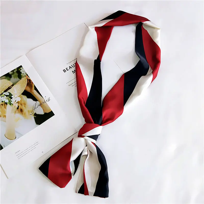 Women's Silk Scarf Long Spring and Autumn Double-sided Dual-use