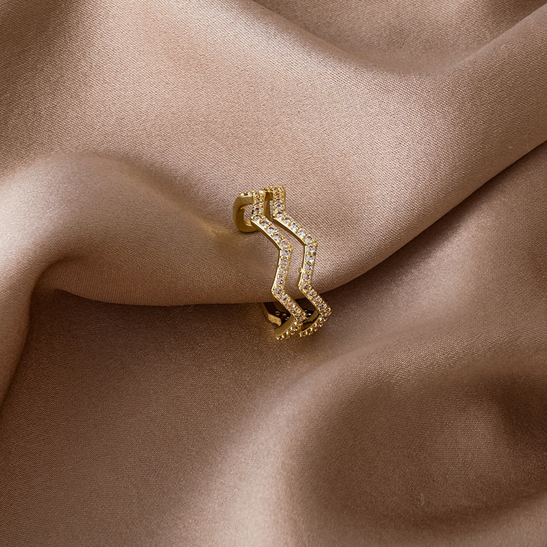 Niche Double-layer Wave Index Finger Ring Opening