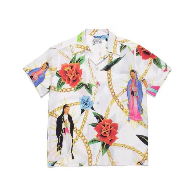 Hawaiian Shirt Virgin Mary Short Sleeve Shirt White - Shop at LoveMi