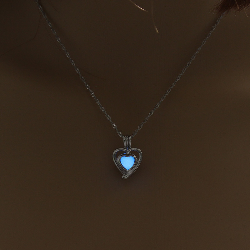 Luminous Transfer Beads Heart-Shaped Diy Cage Clavicle Chain