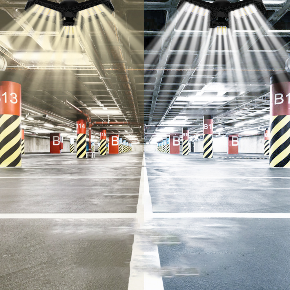 مباني مستودعات صفراء وبيضاء بدون لمبات إضاءة