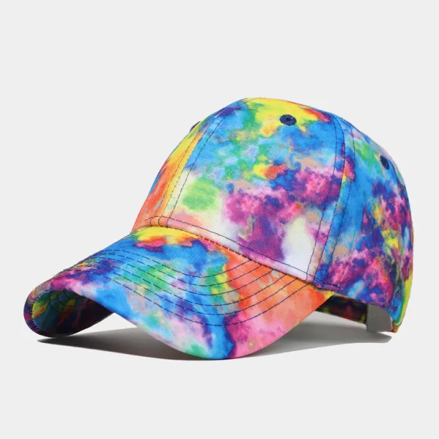 New Tie dye Baseball Cap Men's And Women's Sun shield Hats Wild Graffiti Hat Seven Colors Adjustable - Shop at LoveMi