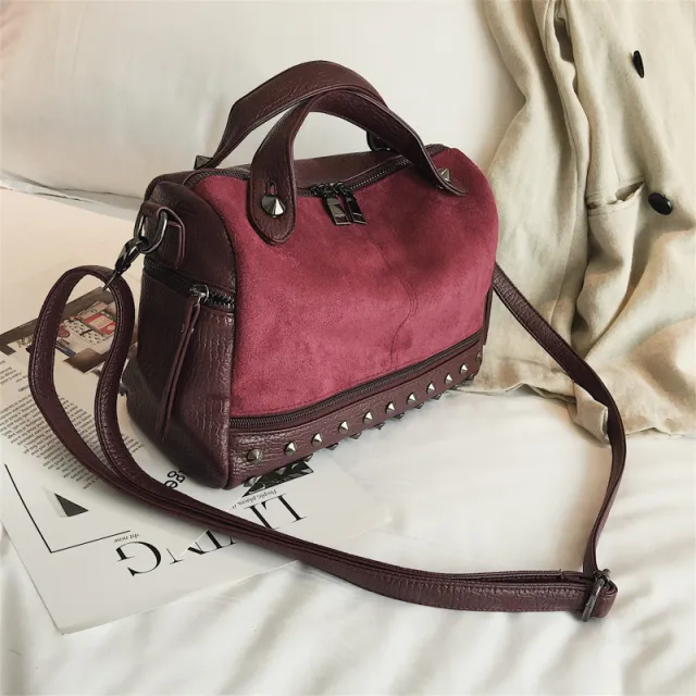 Personalized Rivet Messenger Bag Boston Bag Red - Shop at LoveMi