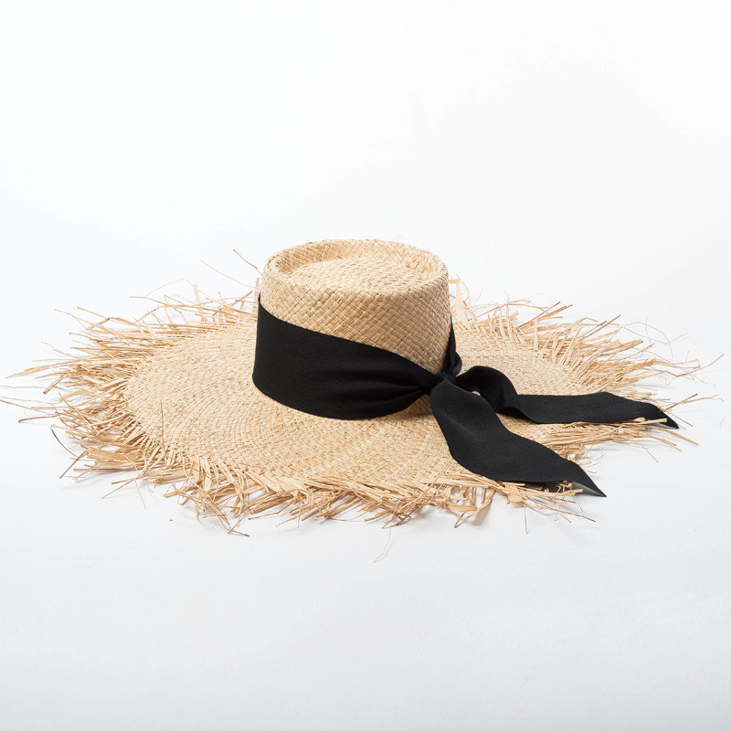 Ring Flat Straw Hat Sunscreen Beach Raffia Straw Hat