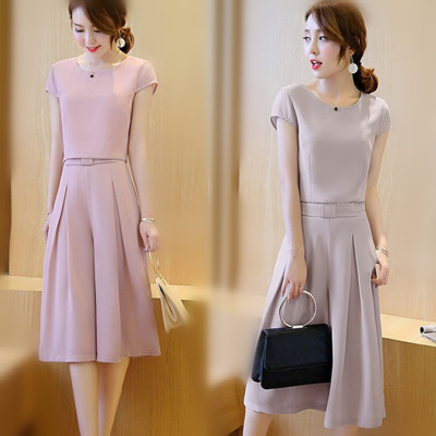 Korean Wide-Leg Pants Trousers Short-Sleeved T-Shirt Suit Women Summer Two-Piece New Fashion Trendy Skirt Pants Women