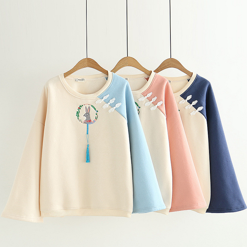 Title 11, Japanese cartoon rabbit embroidery pullover and...