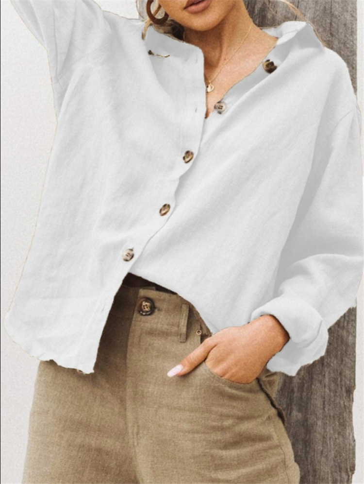 Fashion Lapel Long-sleeved Cotton Shirt