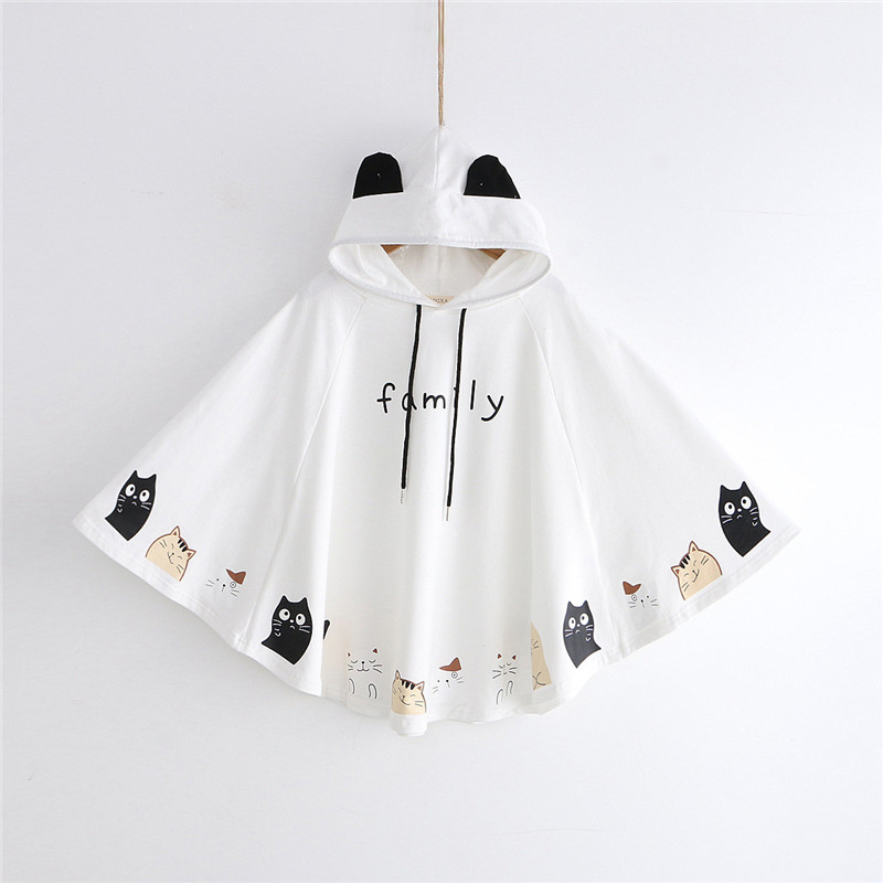Printed Letter Hooded Loose Cloak Sweatshirt