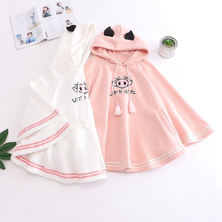 Title 4, Cute Angry Pig Cloak Horn Long Sleeve Plus Flee...