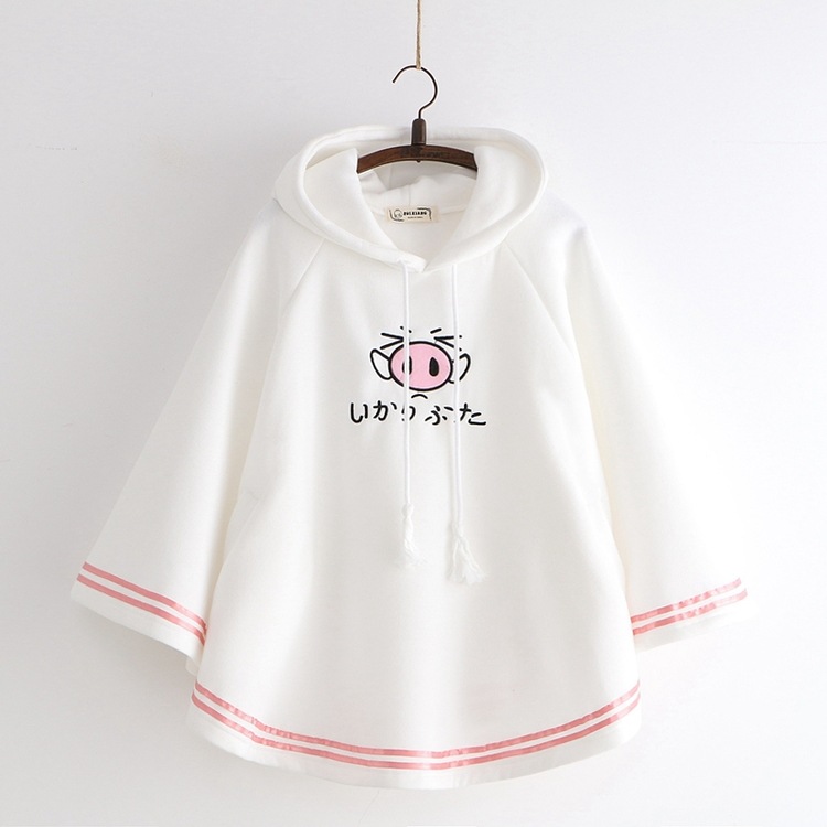 Title 1, Cute Angry Pig Cloak Horn Long Sleeve Plus Flee...