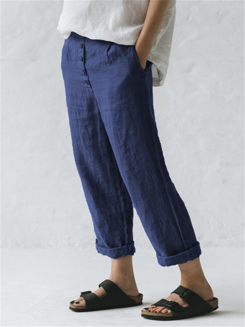 Title 3, Pantalones casuales de talla grande con botones...