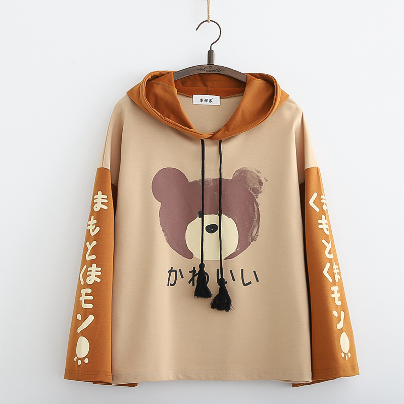 Title 7, Korean Sweatshirt Japanese Cute Bear Print Top