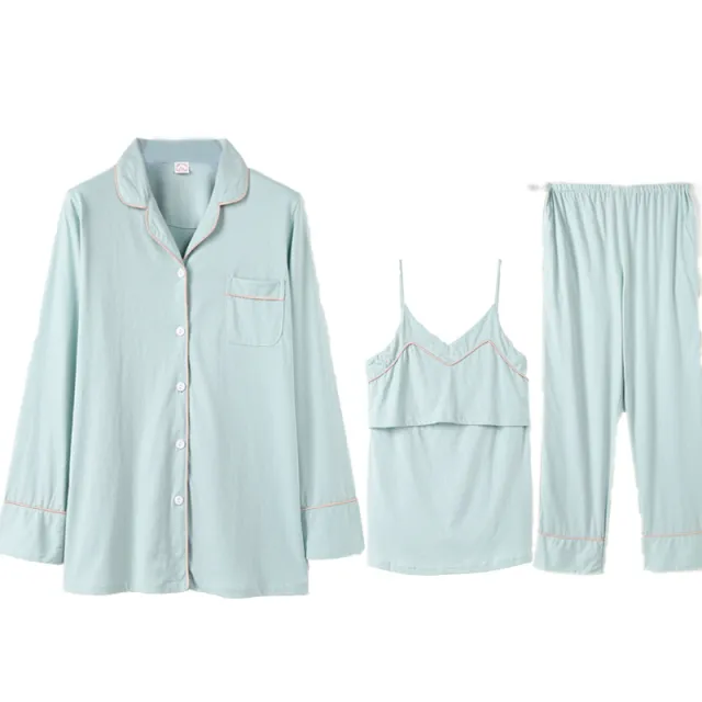 Three Piece Cotton Confinement Suit Spring And Autumn Prenatal And Post Natal Outing, Breastfeeding And Nursing Clothes, Pregnant Women Pajamas, Co... S7523 Light Green - Shop at LoveMi