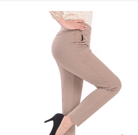 Middle-Aged And Elderly Elastic Waist Pants Stretch Mother Pants Summer Thin Middle-Aged Women'S High Waist Large Size Trousers