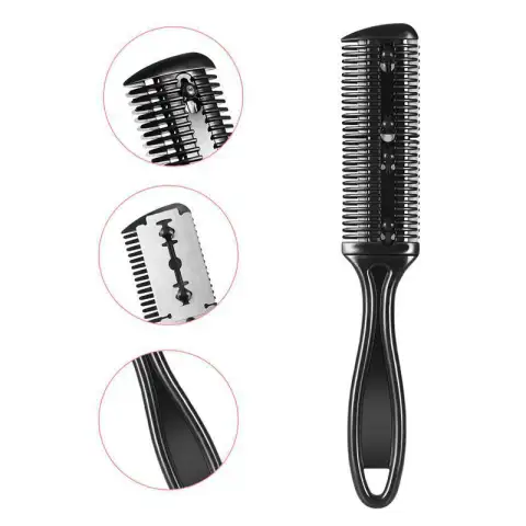 Bulk Black Double-Sided Hair Cutting Brush Bangs Repairer Plastic
