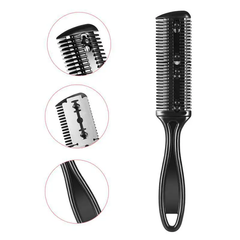 Bulk Black Double-Sided Hair Cutting Brush Bangs Repairer Plastic
