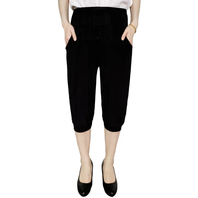 Cage pants printed large size thin ice silk elastic waist mother pants 1 Style One Size - Shop at LoveMi