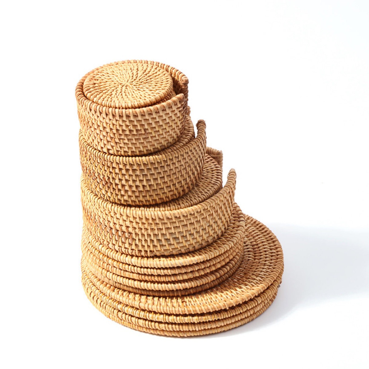 Title 2, Woven Vietnamese Rattan Coaster, Bamboo Tea Mat...