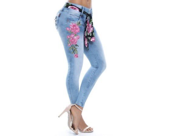 Lace-Up Embroidered Skinny Stretch Jeans