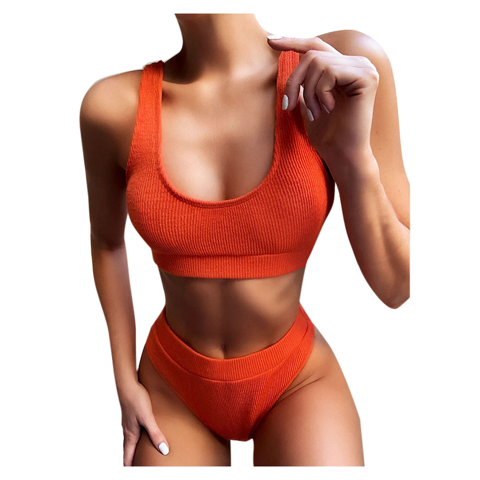 New European And American Women'S Sexy Solid Color Split Swimsuit