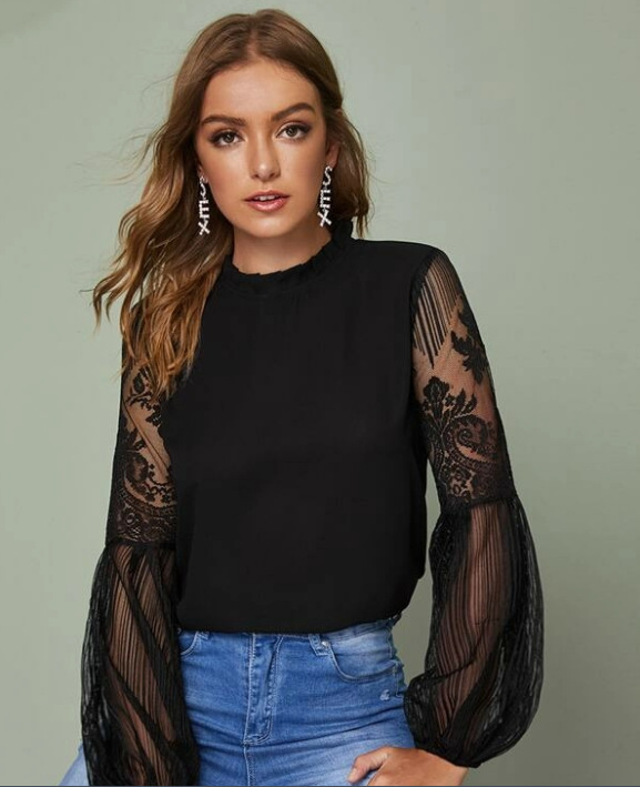 Title 5, Lace See-Through Elegant Ladies Blouse