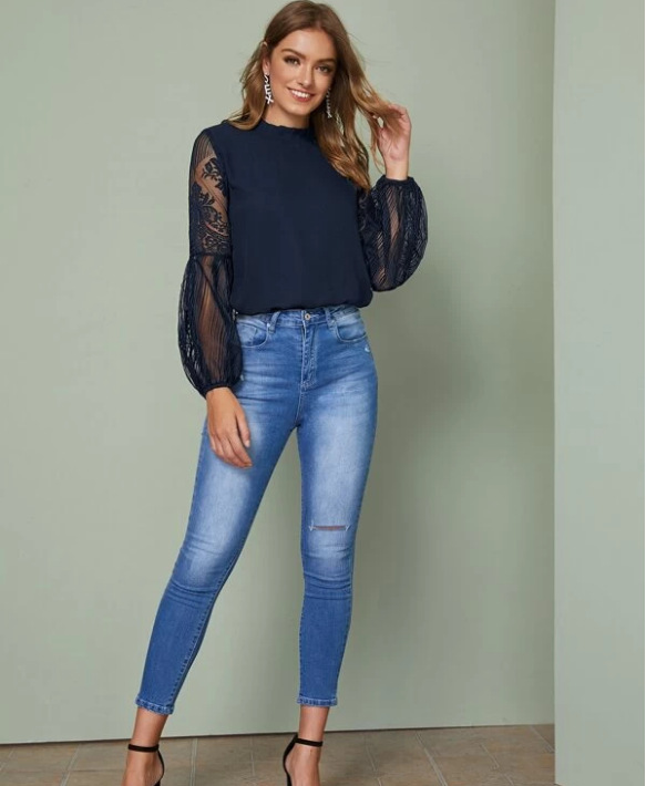 Title 4, Lace See-Through Elegant Ladies Blouse