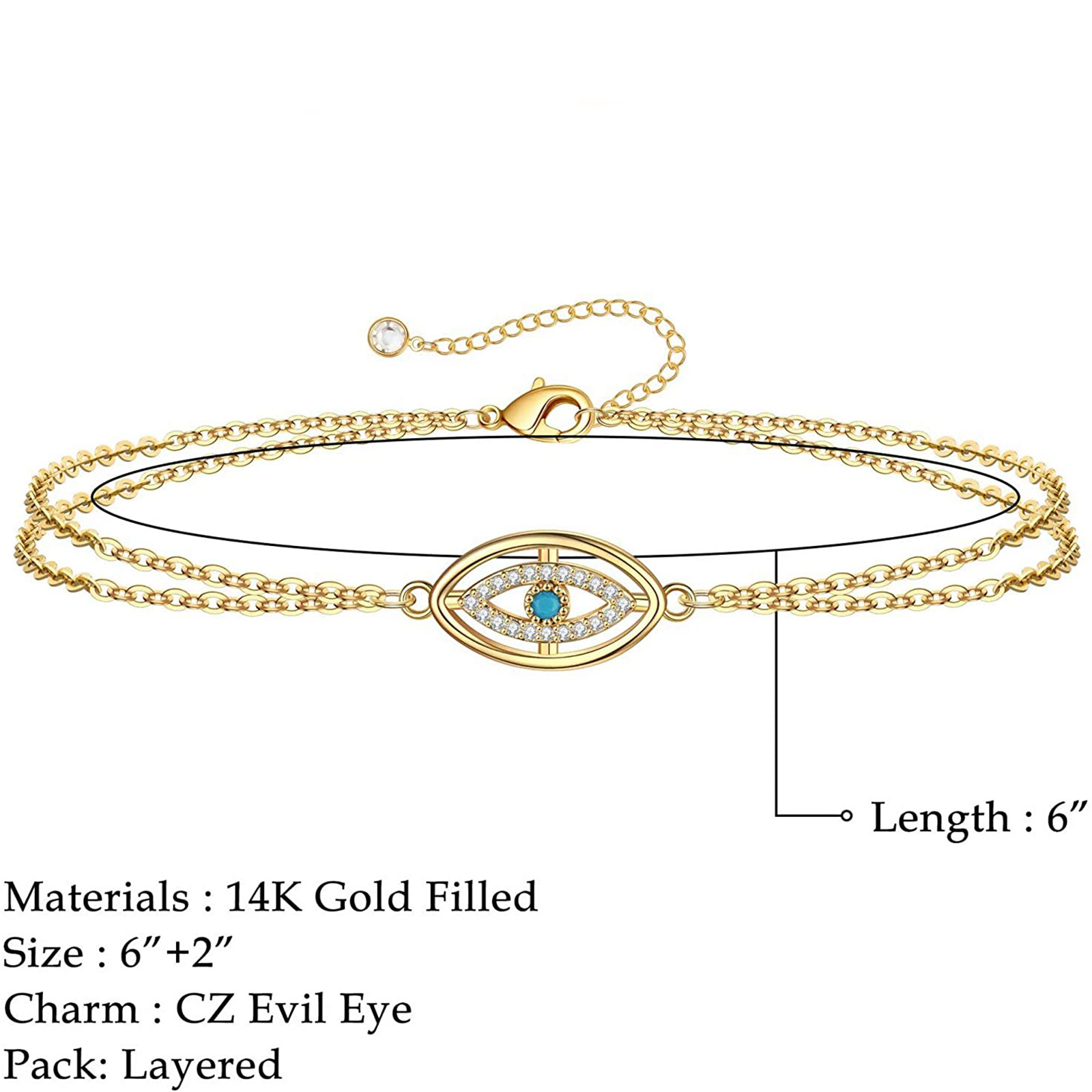 European And American Devil's Eye Copper Bracelet With Color Zirconium Alloy