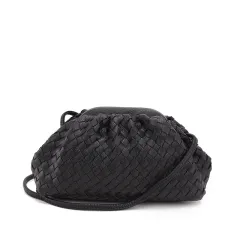 New European And American Fashion Messenger One-Shoulder Woven Net Celebrity Cloud Bag Clutch - Black - View 1